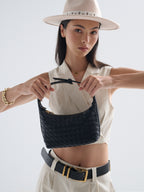 Cleo Woven Handbag - Black