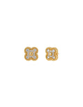 Embellished Clover Earrings - 18K Gold Plated