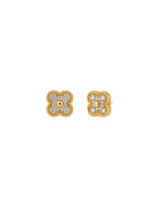 Embellished Clover Earrings - 18K Gold Plated