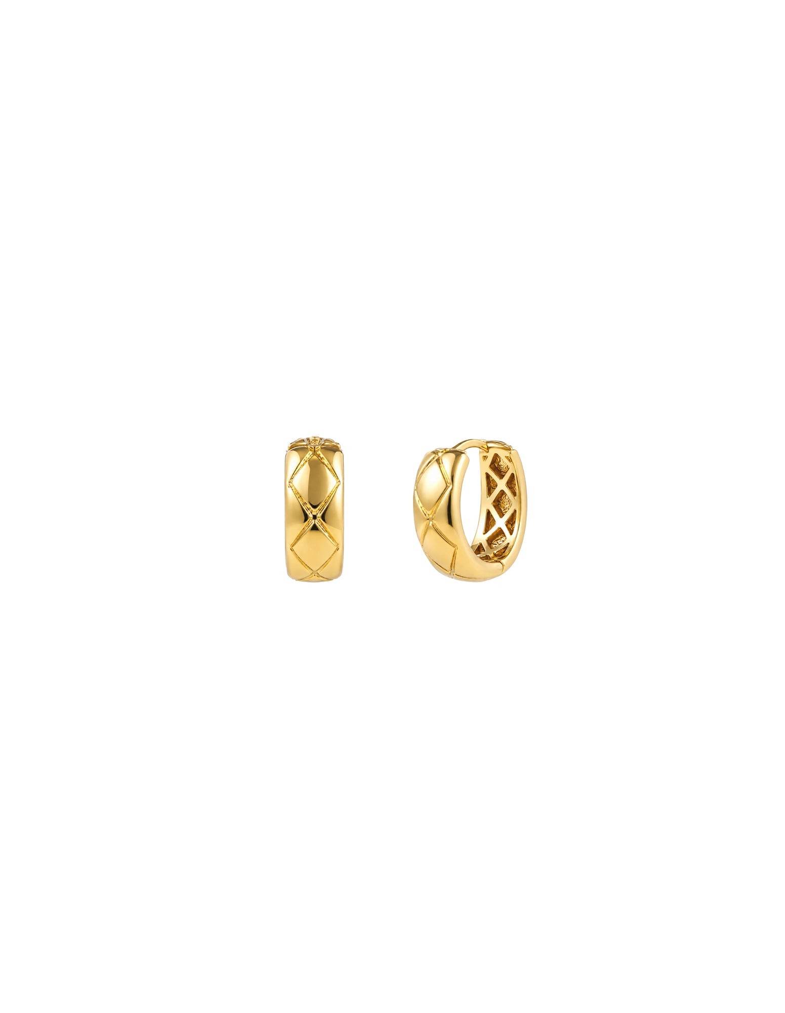 Crush Quilted 18K Gold Plated Earrings in Small