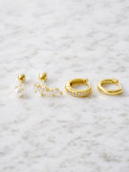 Crystal Everyday Gold Stacker Earring Set