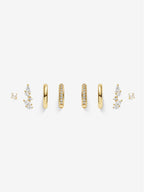 Crystal Everyday Gold Stacker Earring Set