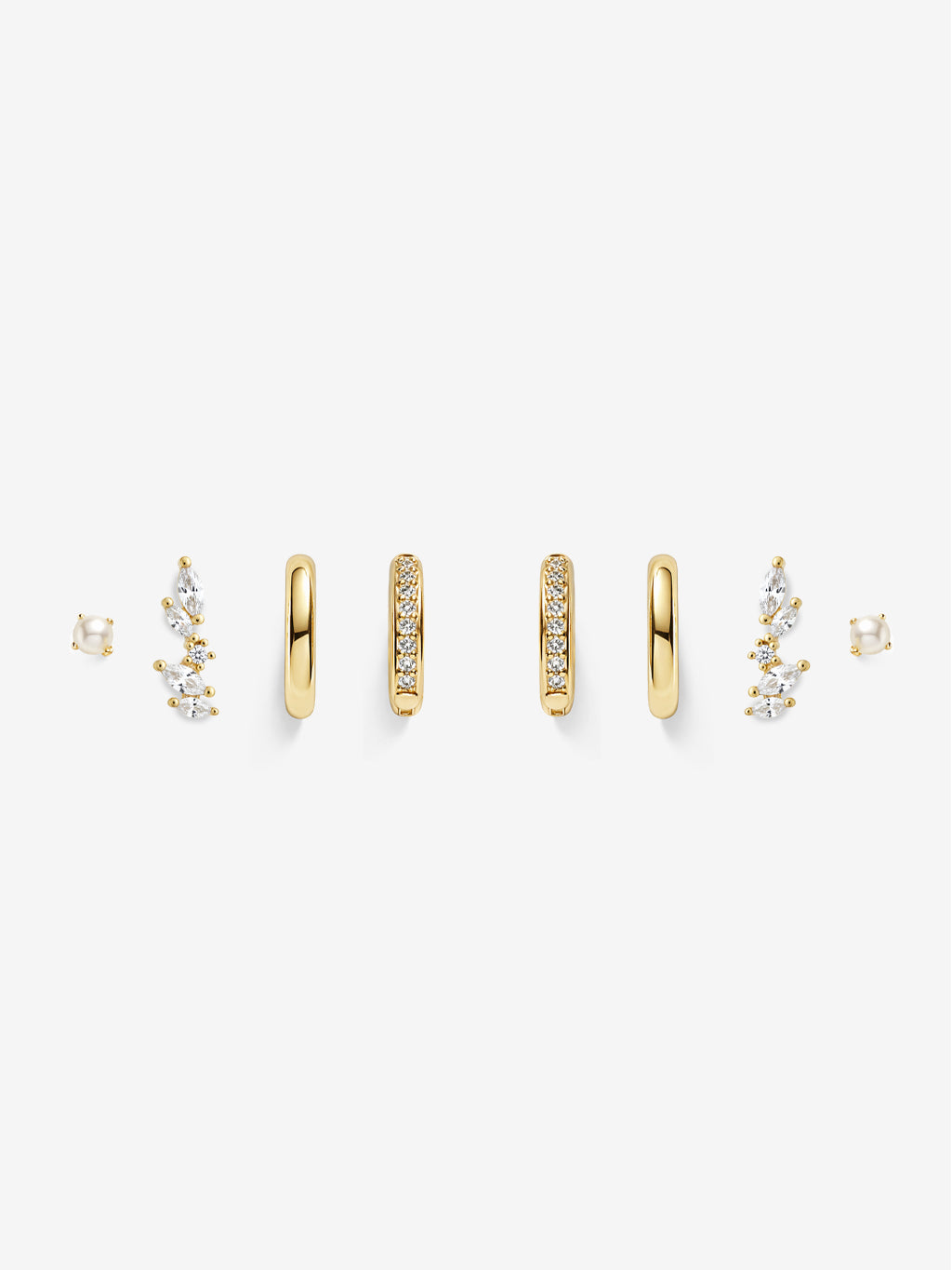 Crystal Everyday Gold Stacker Earring Set