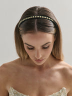 Elaine Stud Skinny Headband in Black