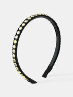 Elaine Stud Skinny Headband in Black