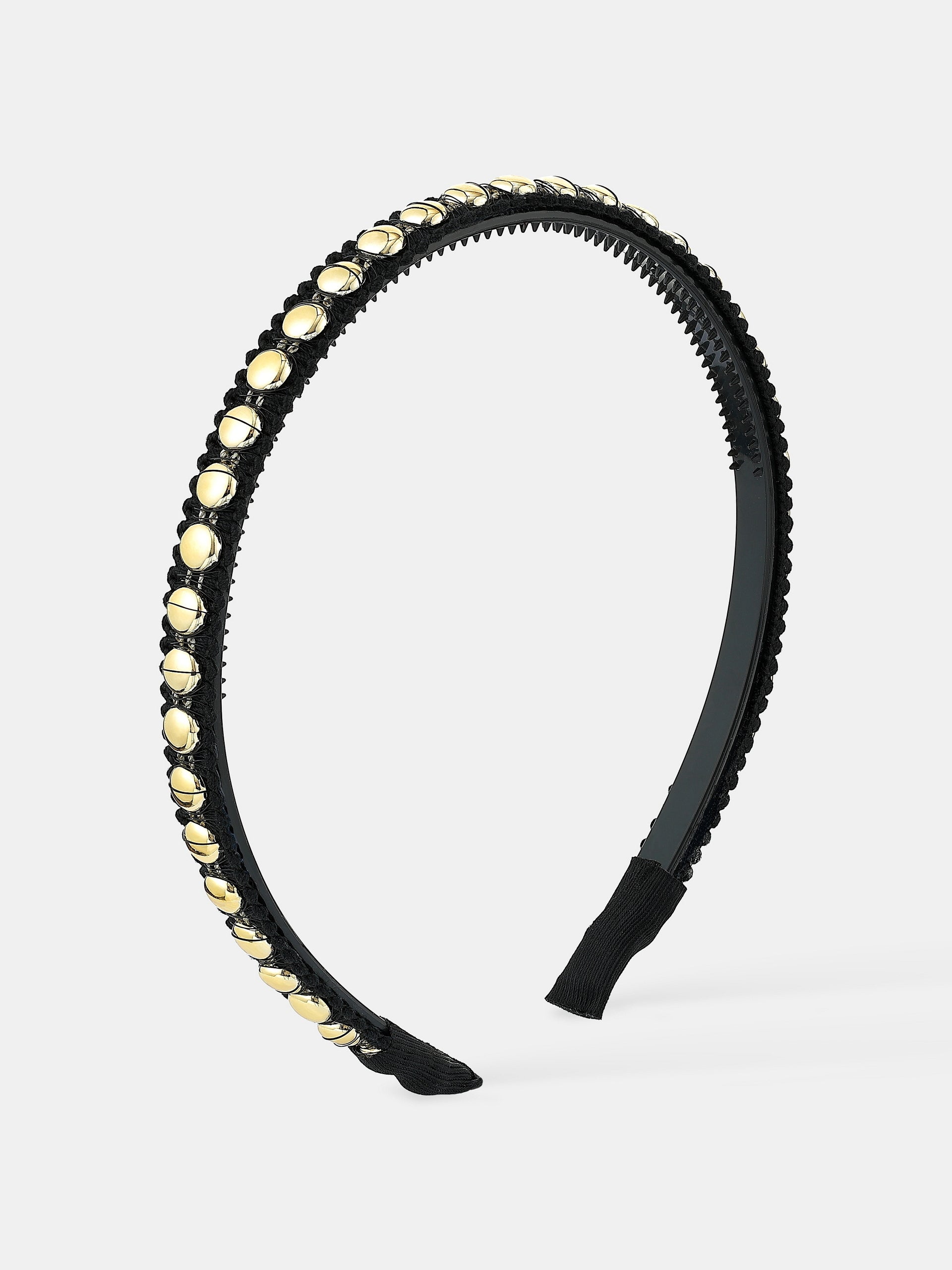 Elaine Stud Skinny Headband in Black