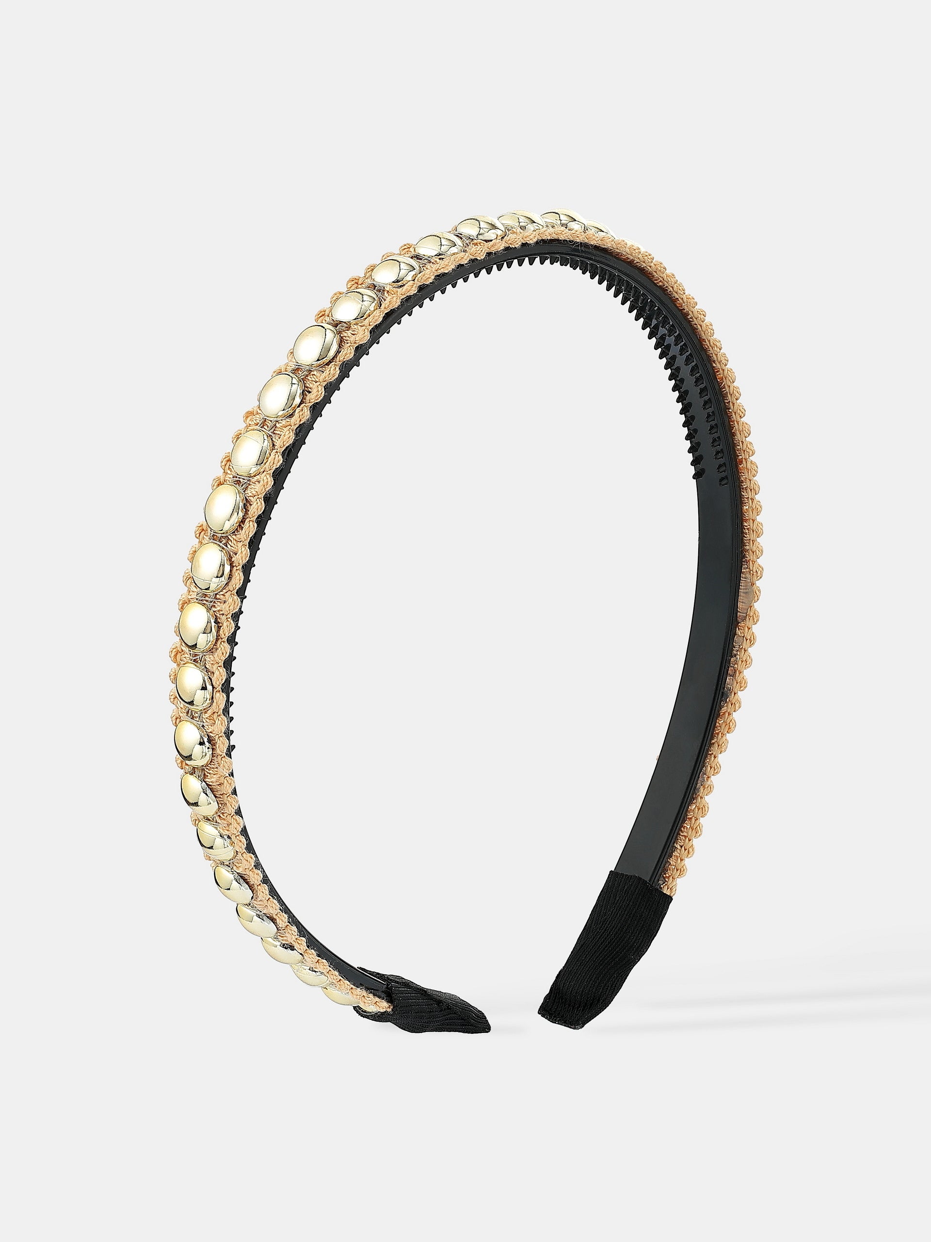 Elaine Stud Skinny Headband in Champagne