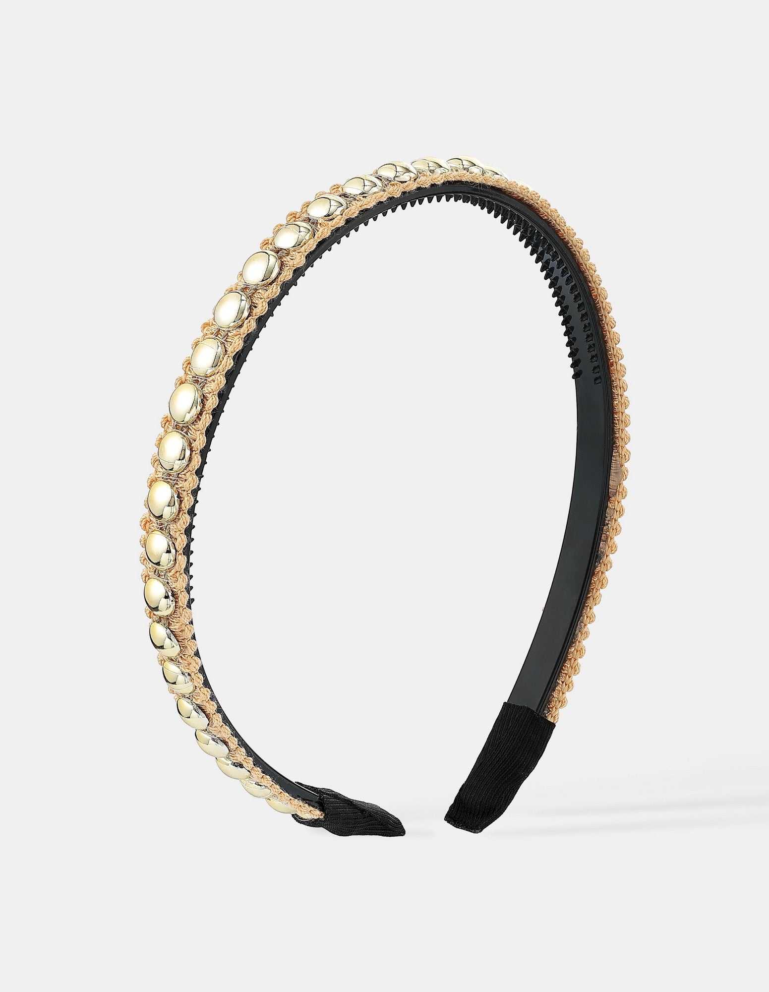 Elaine Stud Skinny Headband in Champagne