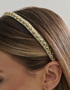 Elaine Stud Skinny Headband in White