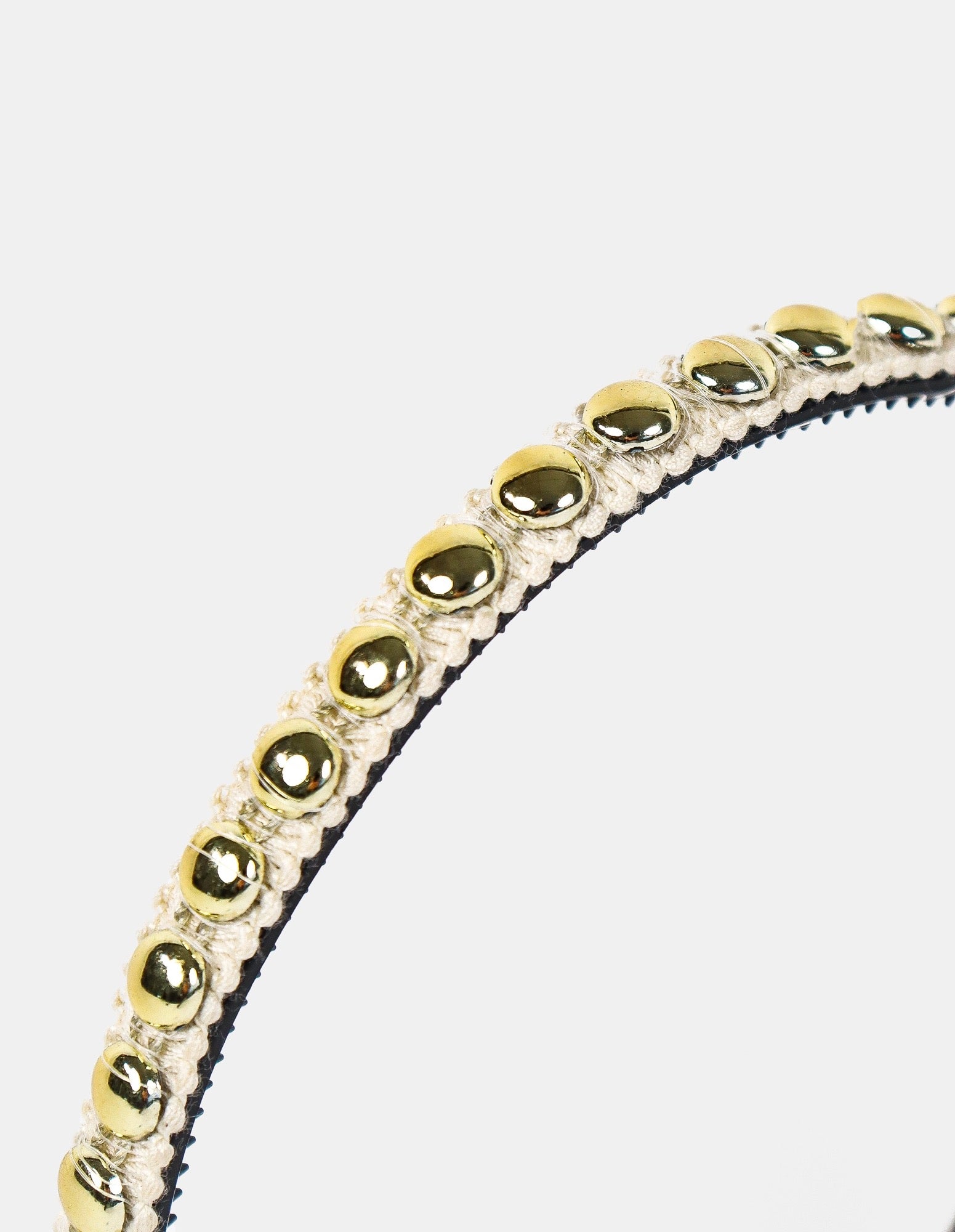 Elaine Stud Skinny Headband in White