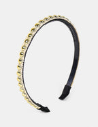 Elaine Stud Skinny Headband in White
