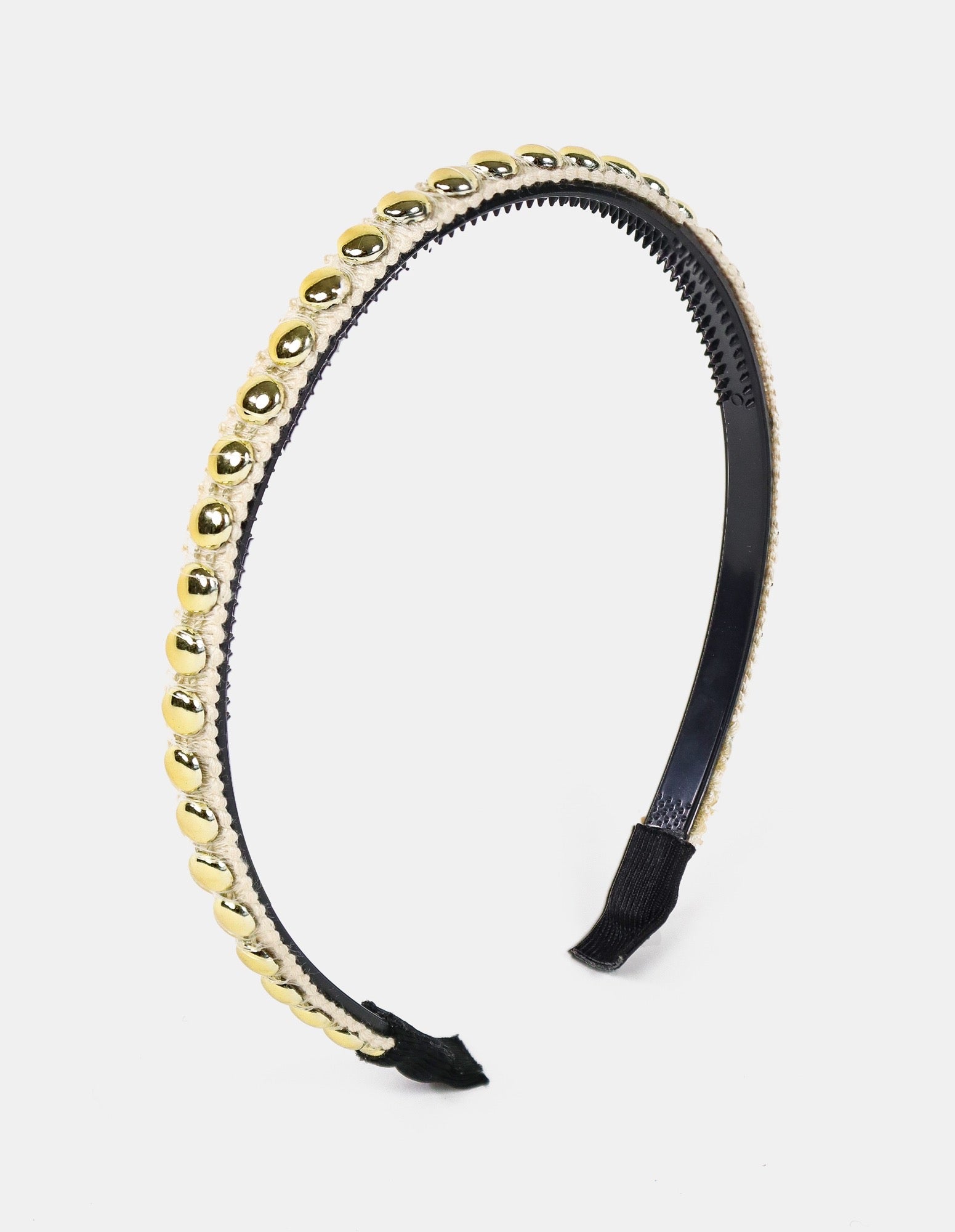 Elaine Stud Skinny Headband in White