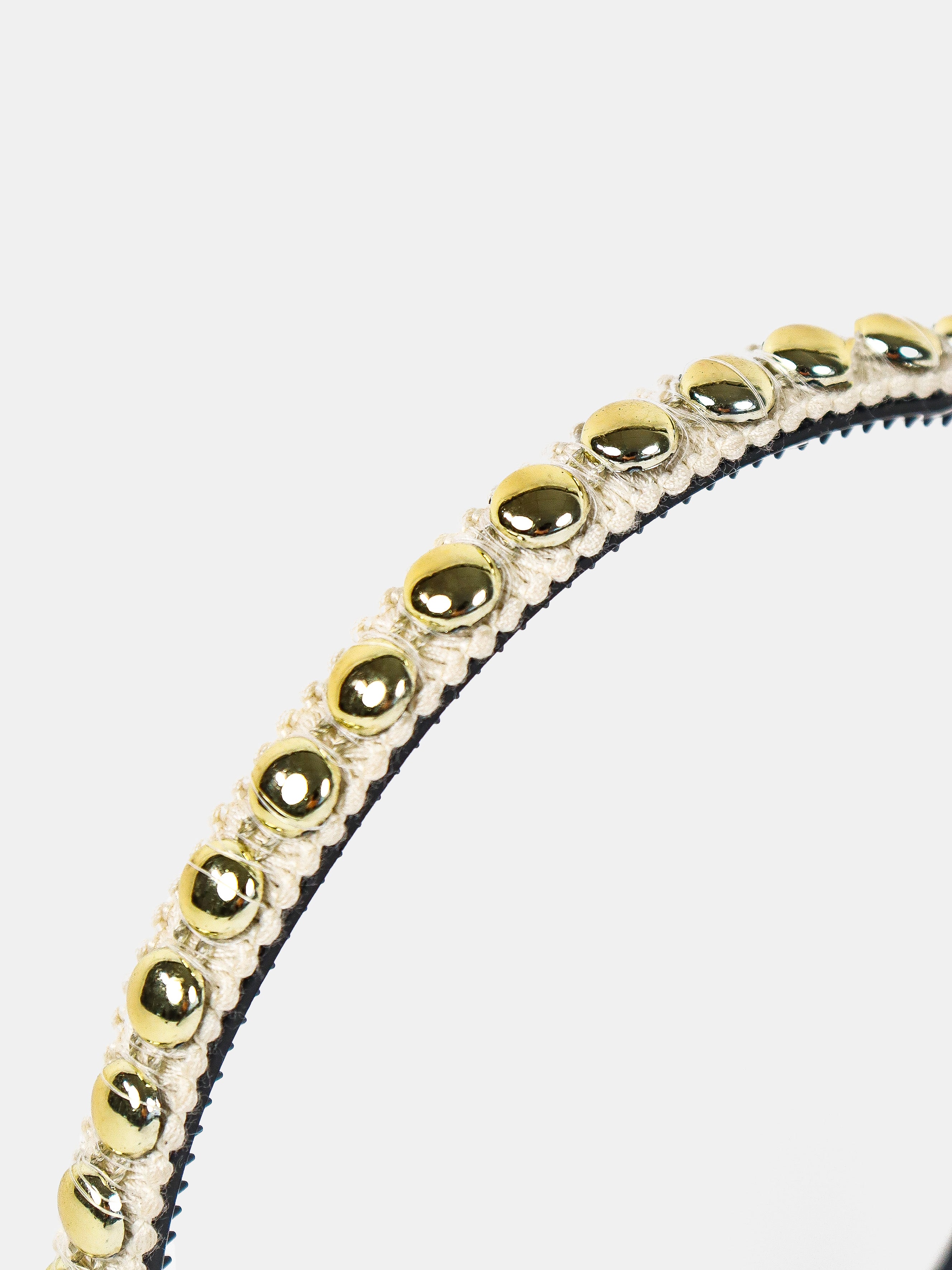 Elaine Stud Skinny Headband in White