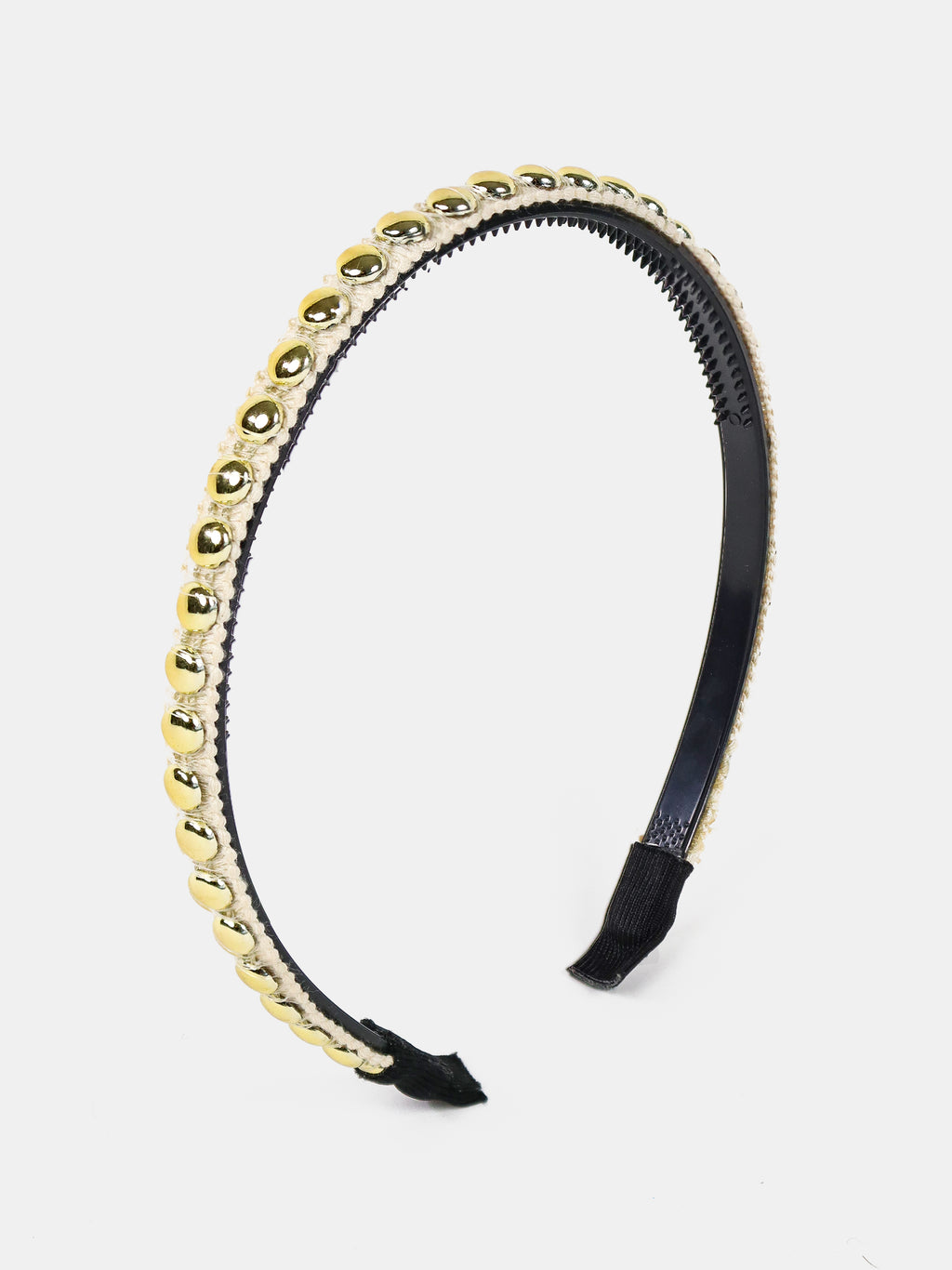 Elaine Stud Skinny Headband in White