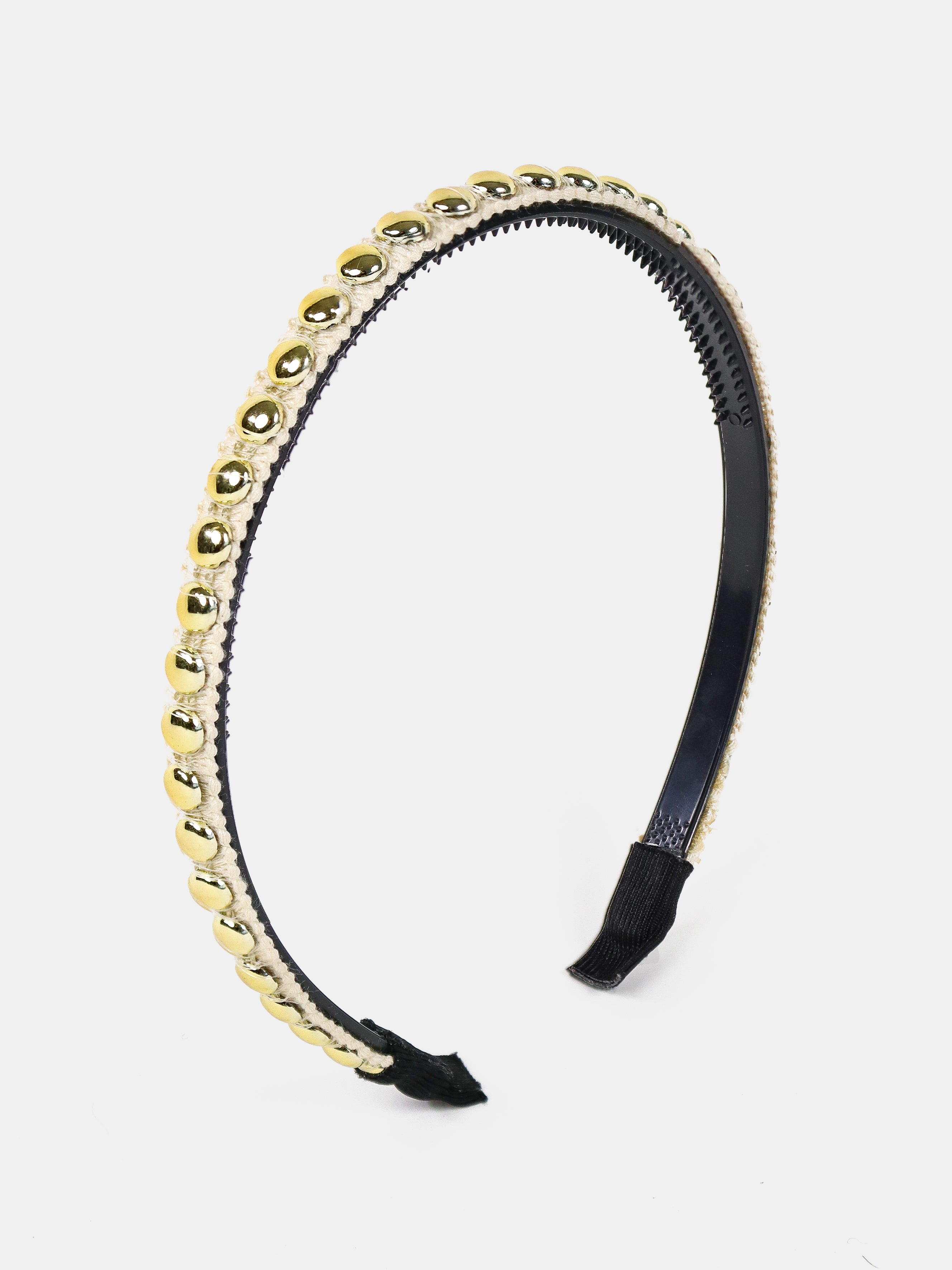 Elaine Stud Skinny Headband in White