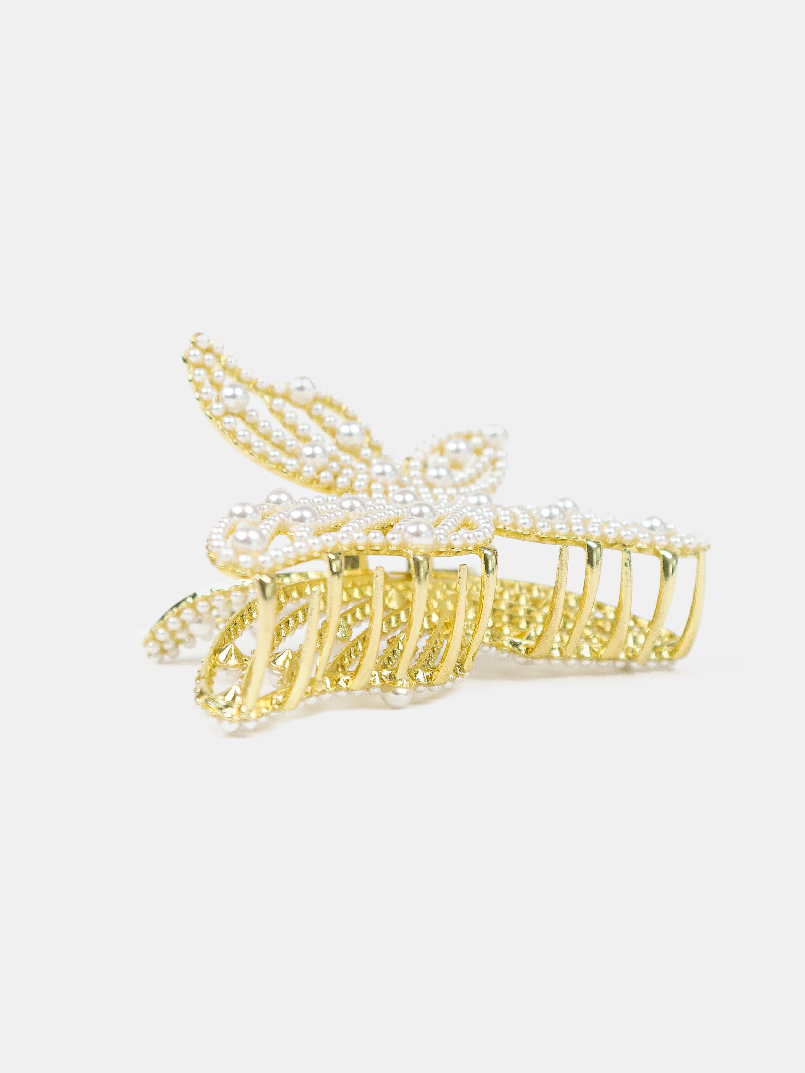 Faux Pearl Butterfly Hair Claw Clip