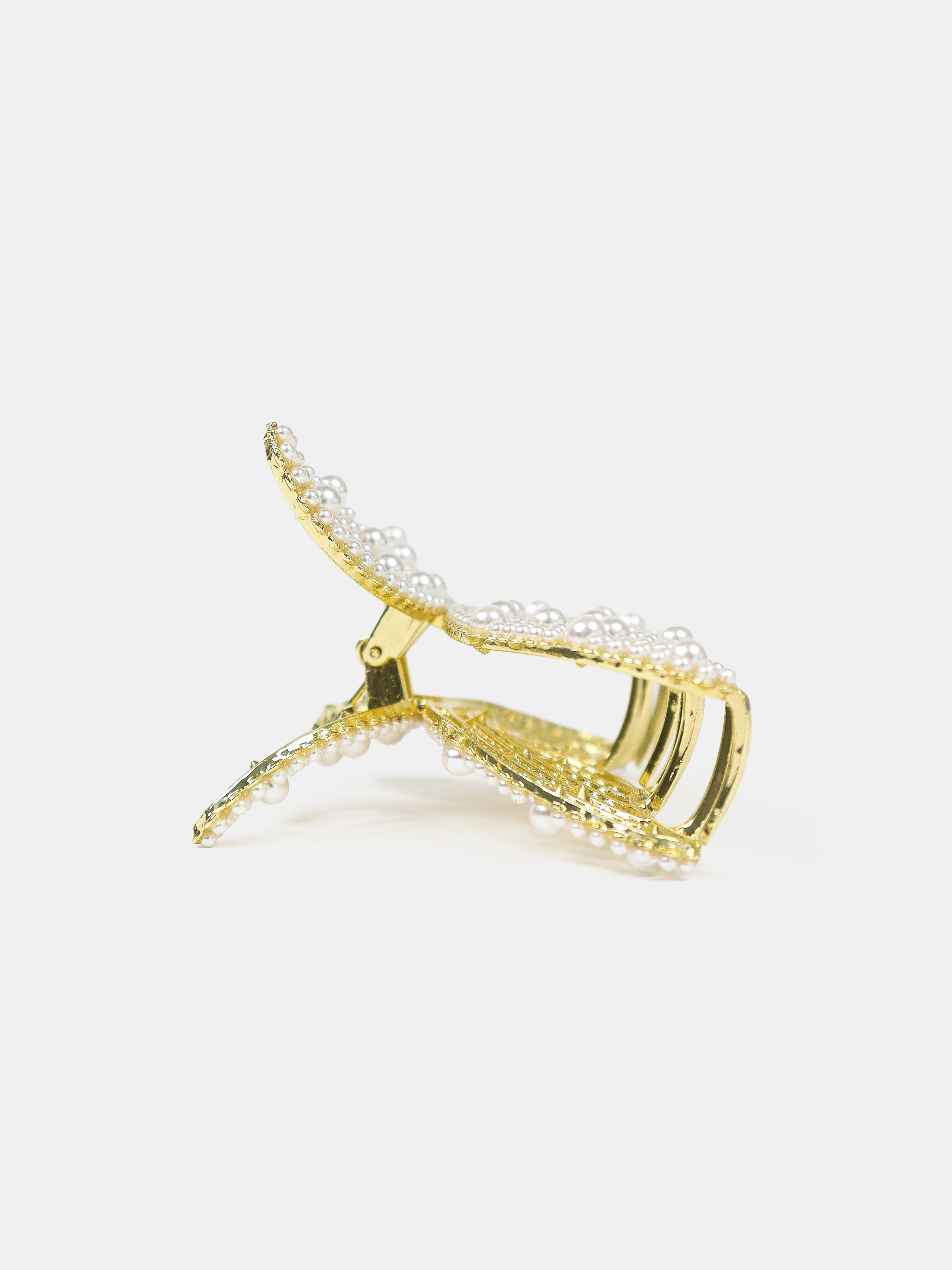 Faux Pearl Butterfly Hair Claw Clip