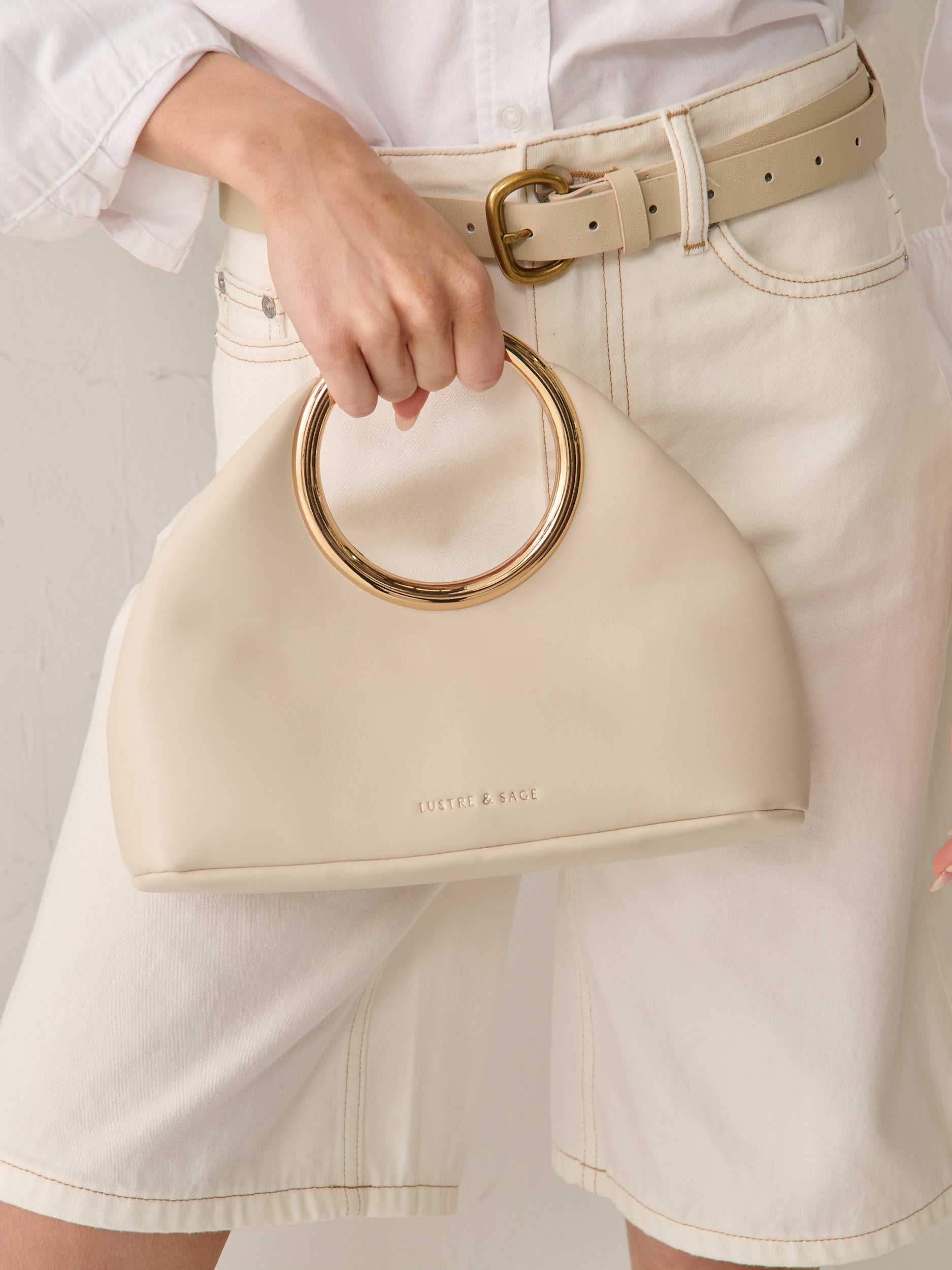 Hailey Statement Handle Bag - White