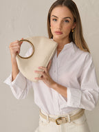 Hailey Statement Handle Bag - White