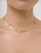 Hammered Plate Necklace -  18K Gold Plated