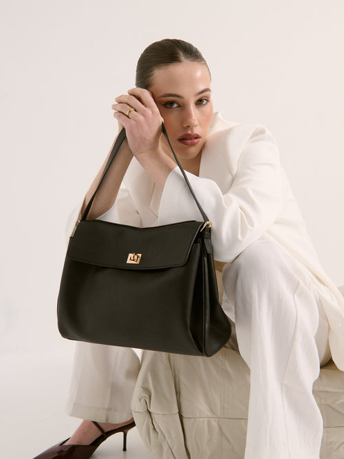 Isabeau Classic Shoulder Bag - Black