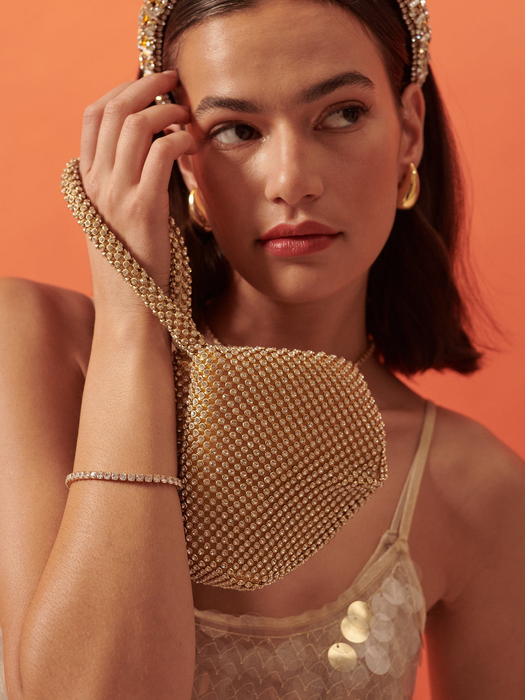 Jada Diamanté Wristlet Bag - Gold