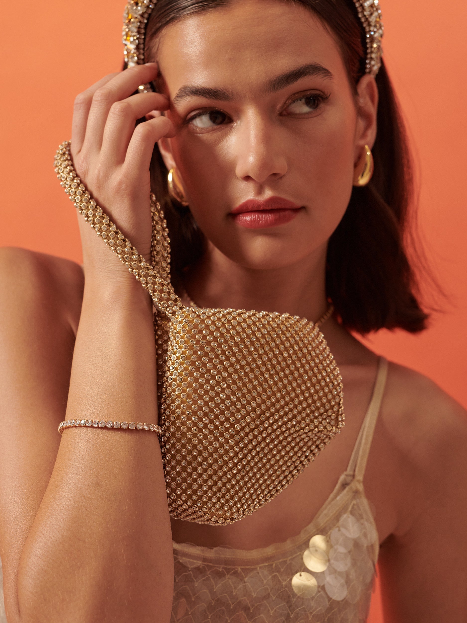 Jada Diamanté Wristlet Bag - Gold
