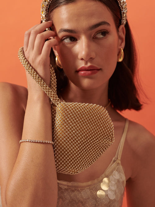 Jada Diamanté Wristlet Bag - Gold