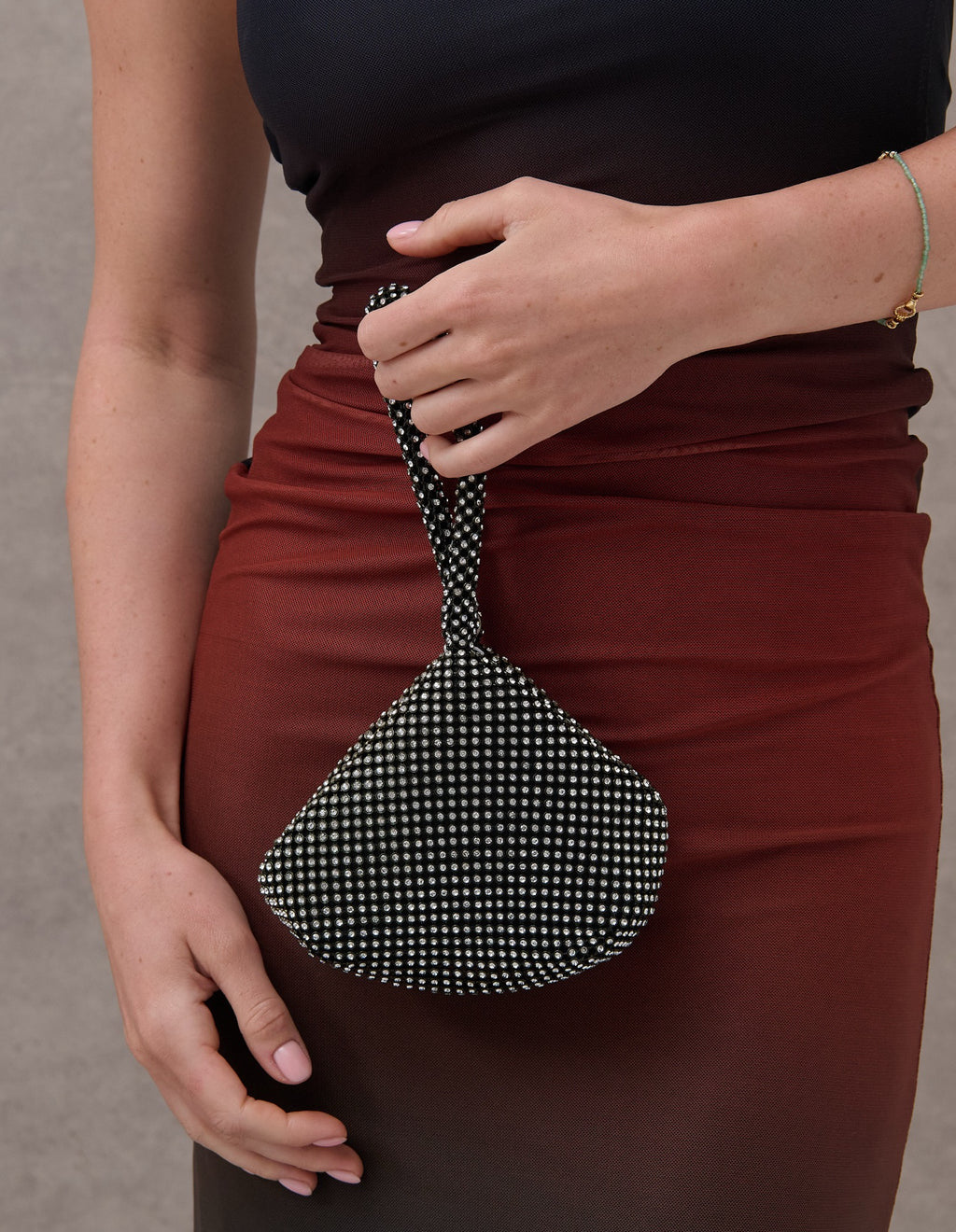 Jada Diamanté Wristlet Bag - Black