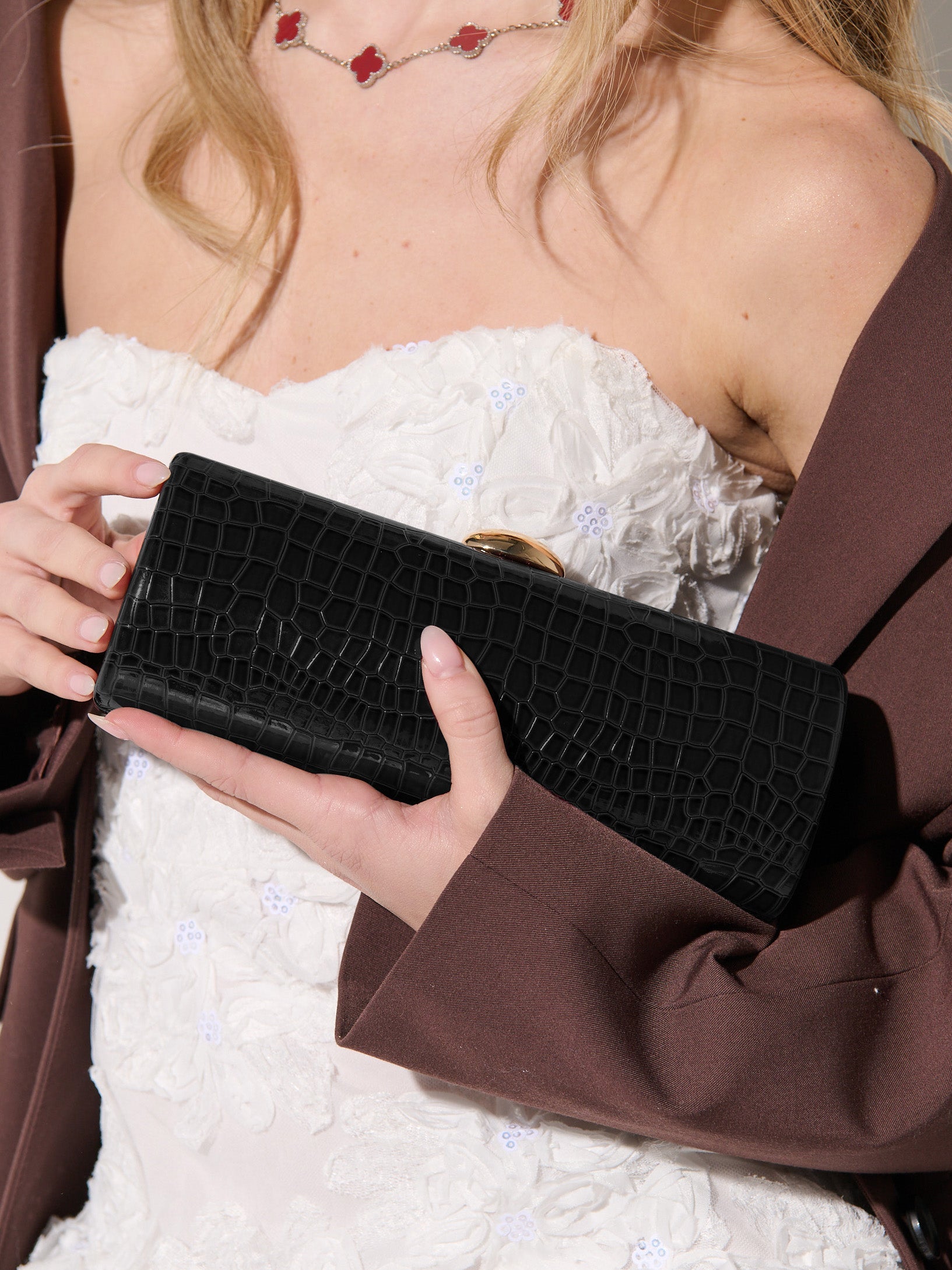 Karina Evening Clutch Bag - Black