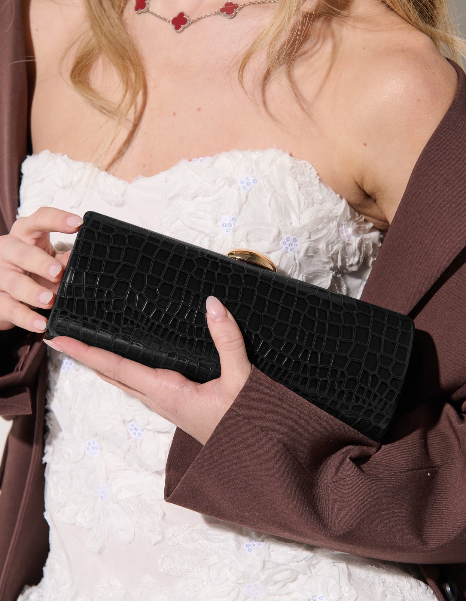 Karina Evening Clutch Bag - Black