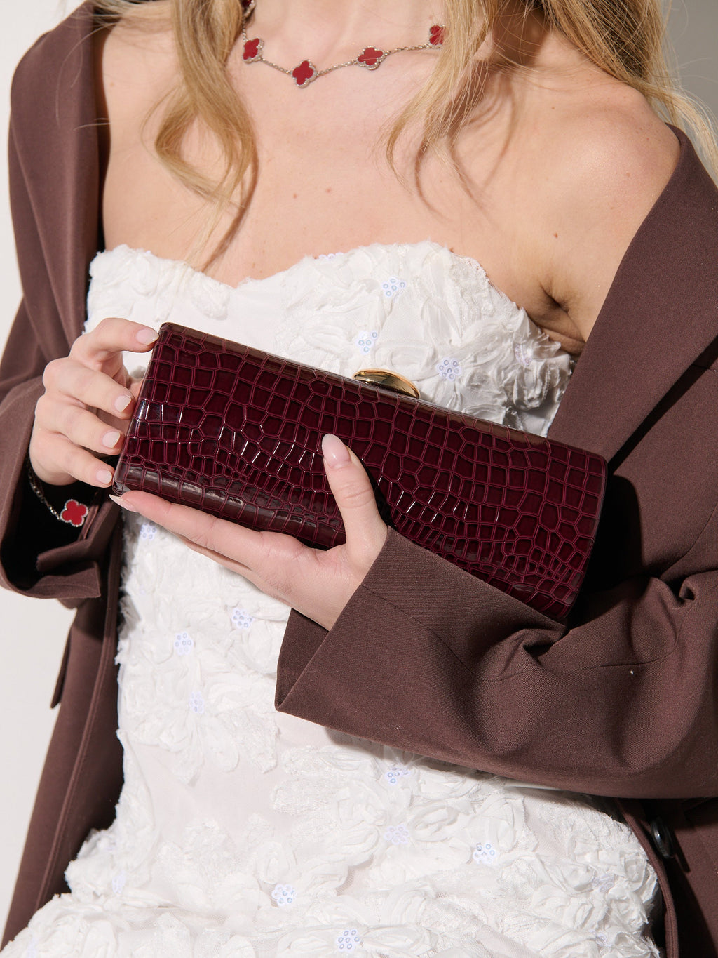 Karina Evening Clutch Bag - Burgundy