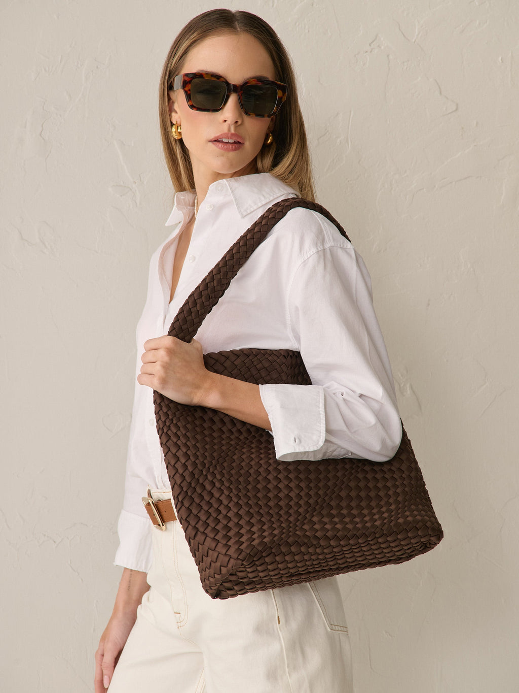 Layla Woven Shoulder Bag - Brown