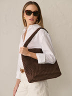 Layla Woven Shoulder Bag - Brown
