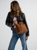 Leonie Belt Bucket Bag - Tan Suede