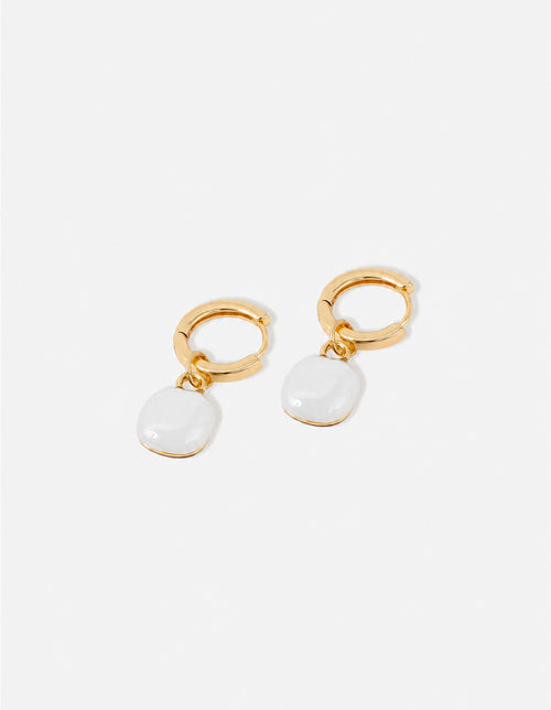 Marla Enamel Drop Earrings - White