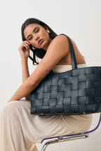 Nelly Woven Tote Bag - Black