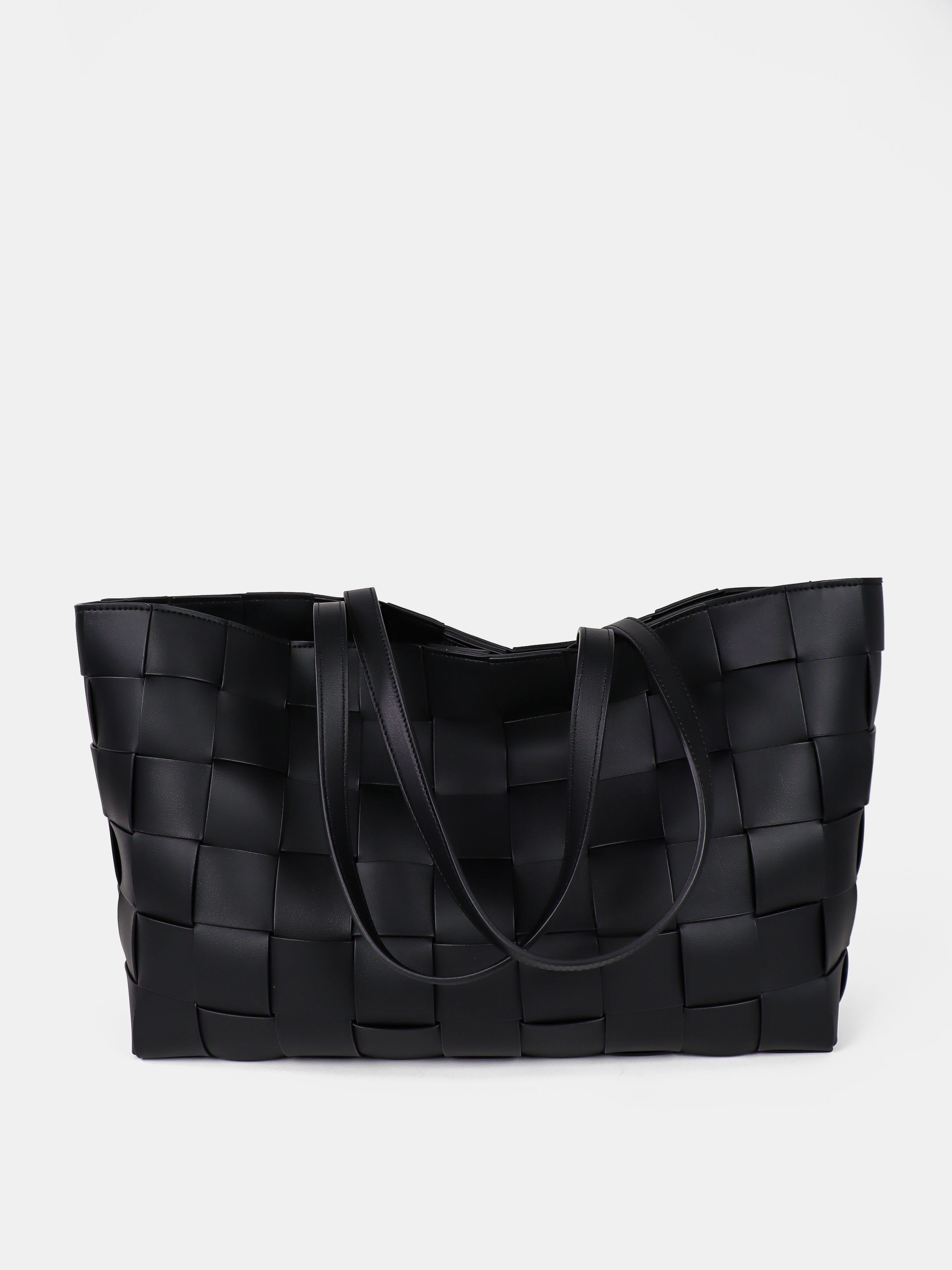 Nelly Woven Tote Bag - Black