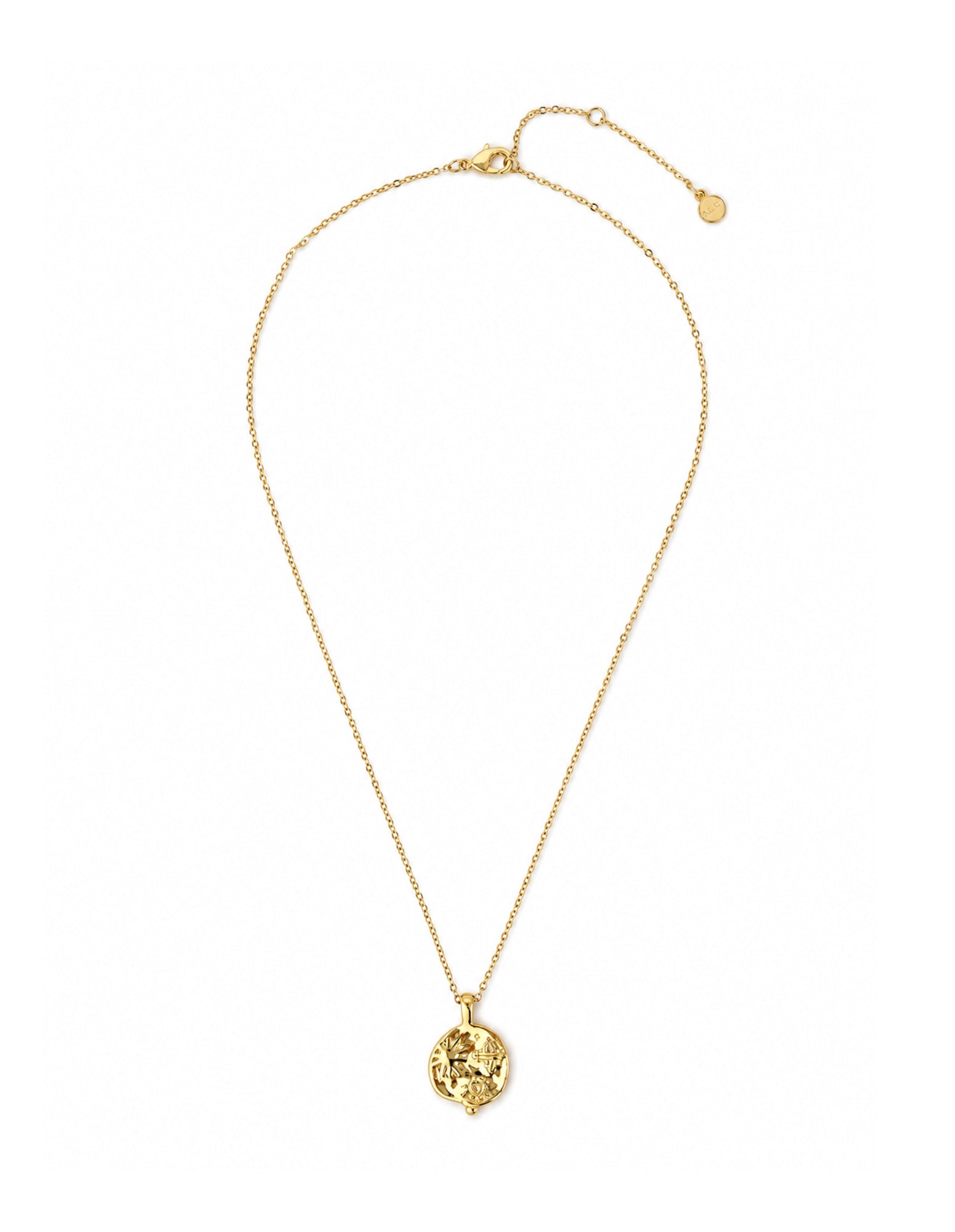 Ocean Coin Charm Necklace - Matte 18K Gold Plated