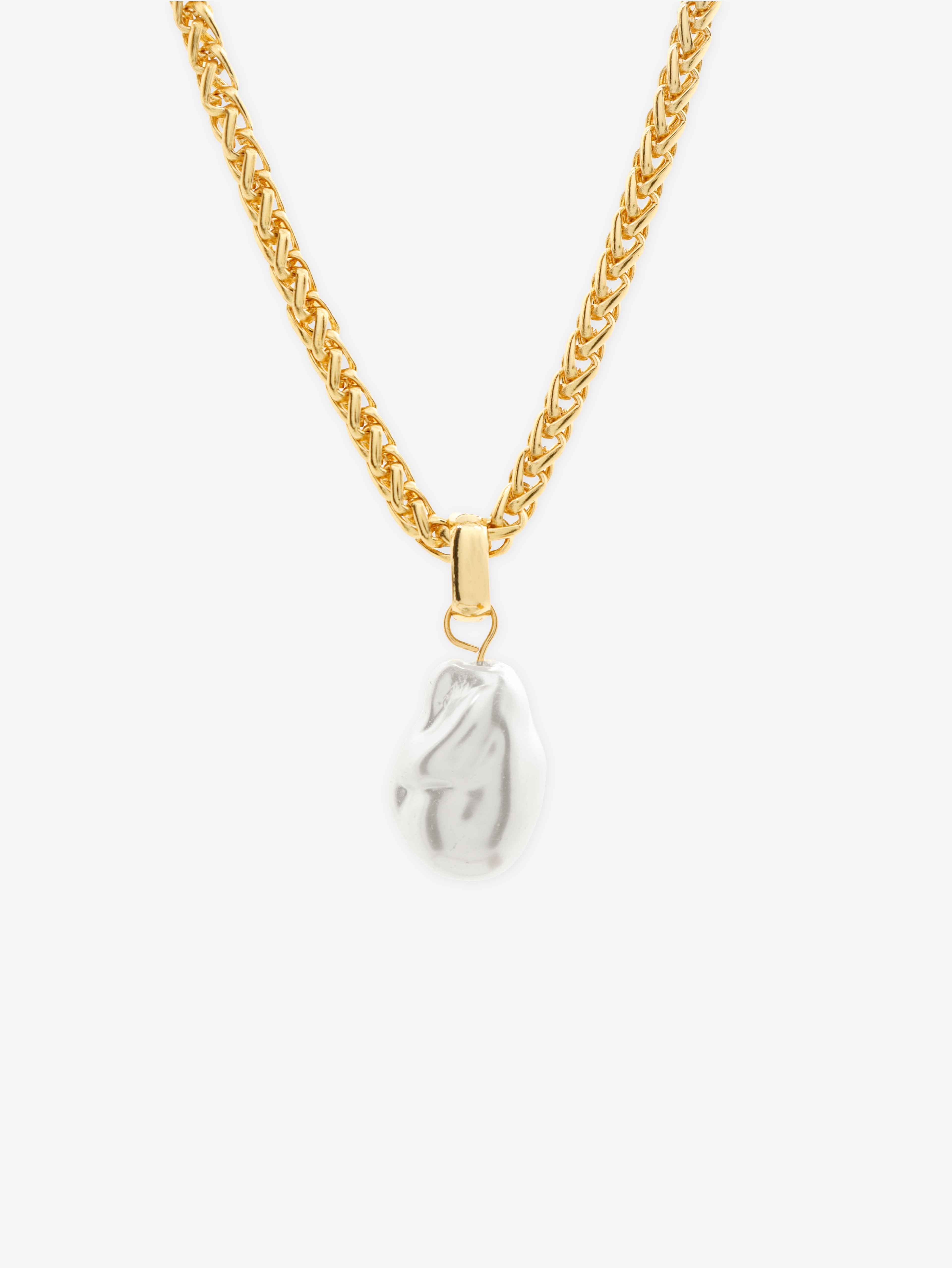 Organic Pearl Pendant Necklace - Gold