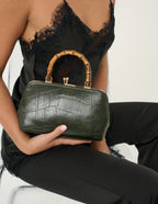 Palmier Bamboo Handle Handbag - Green