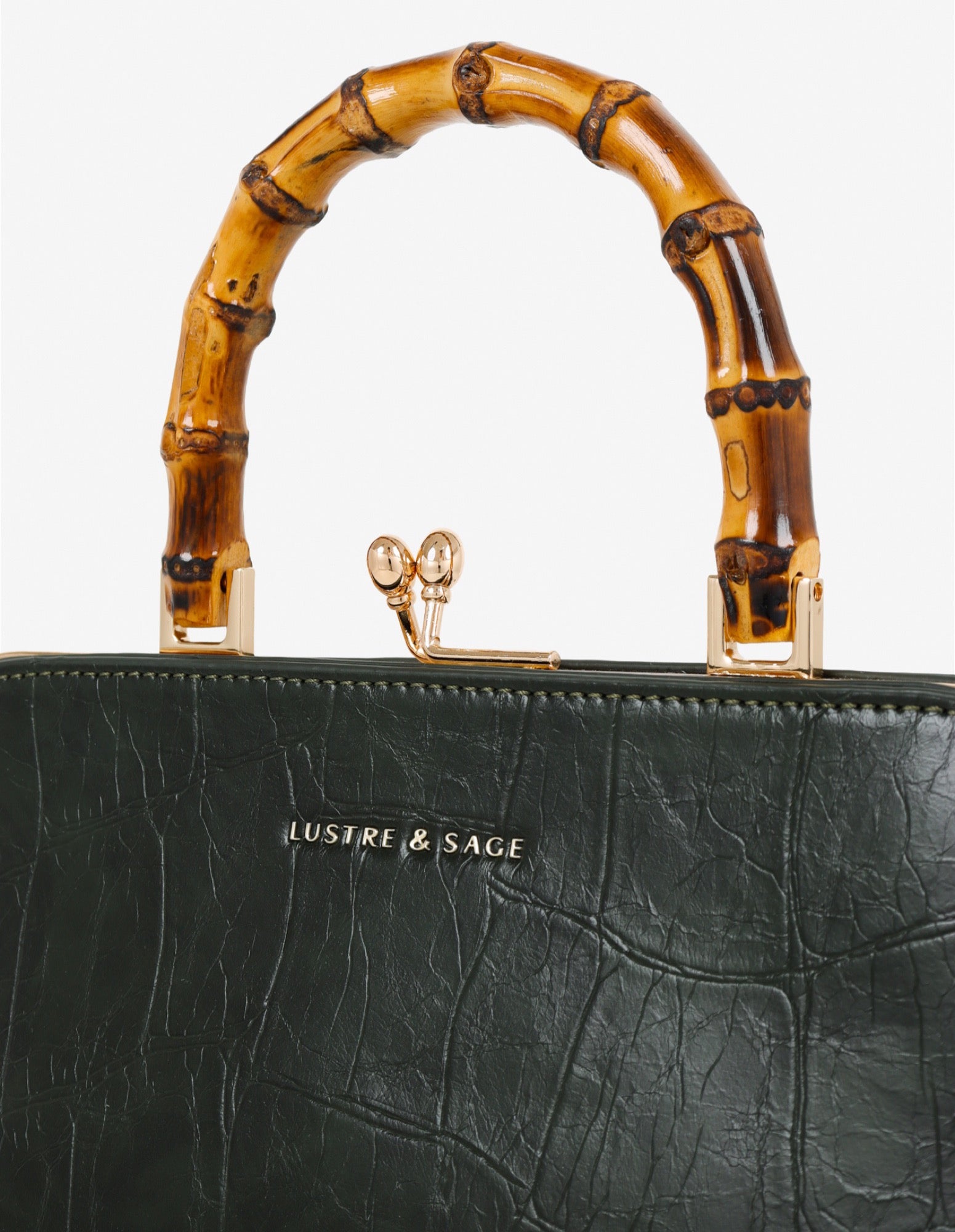 Palmier Bamboo Handle Handbag - Green