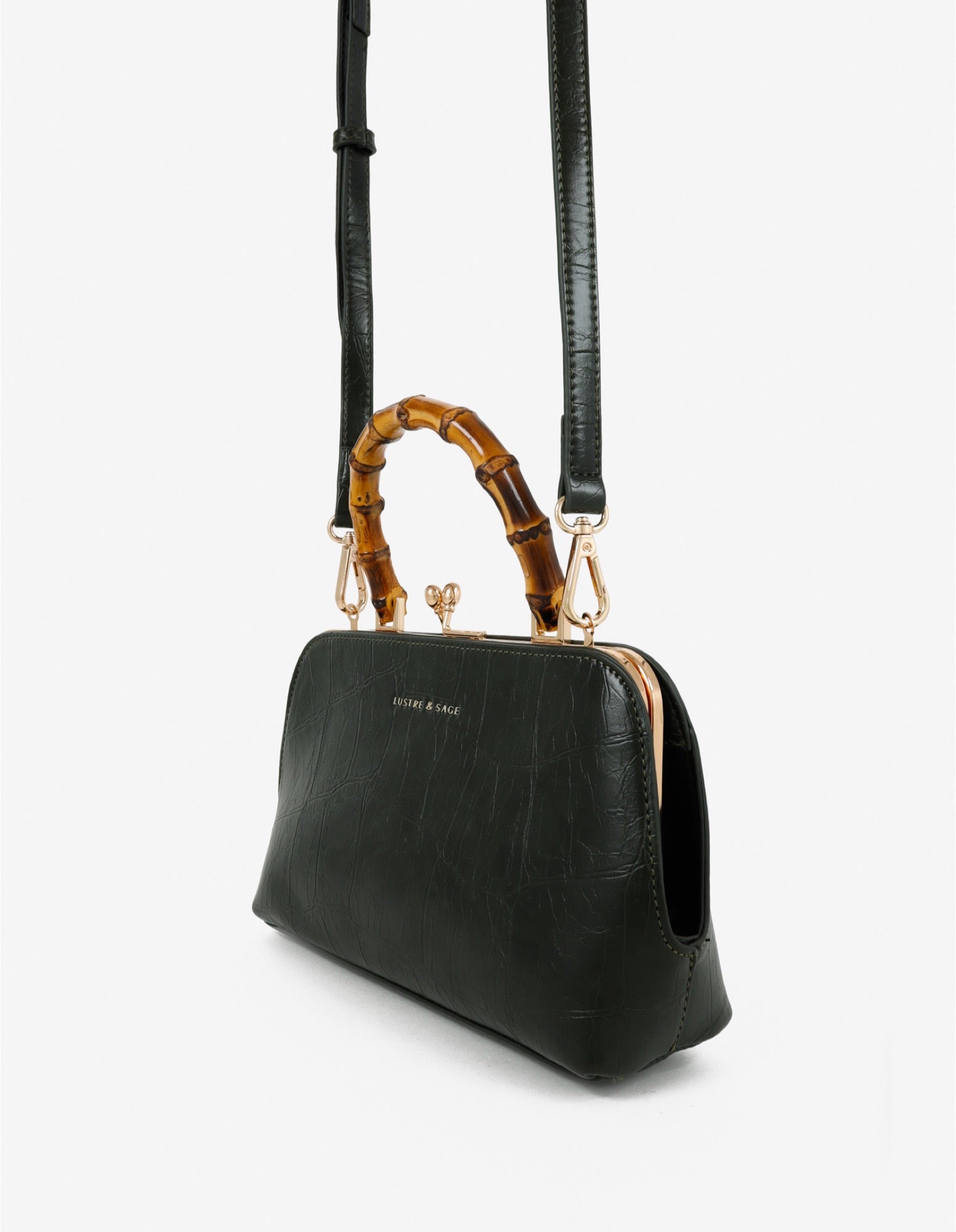 Palmier Bamboo Handle Handbag - Green