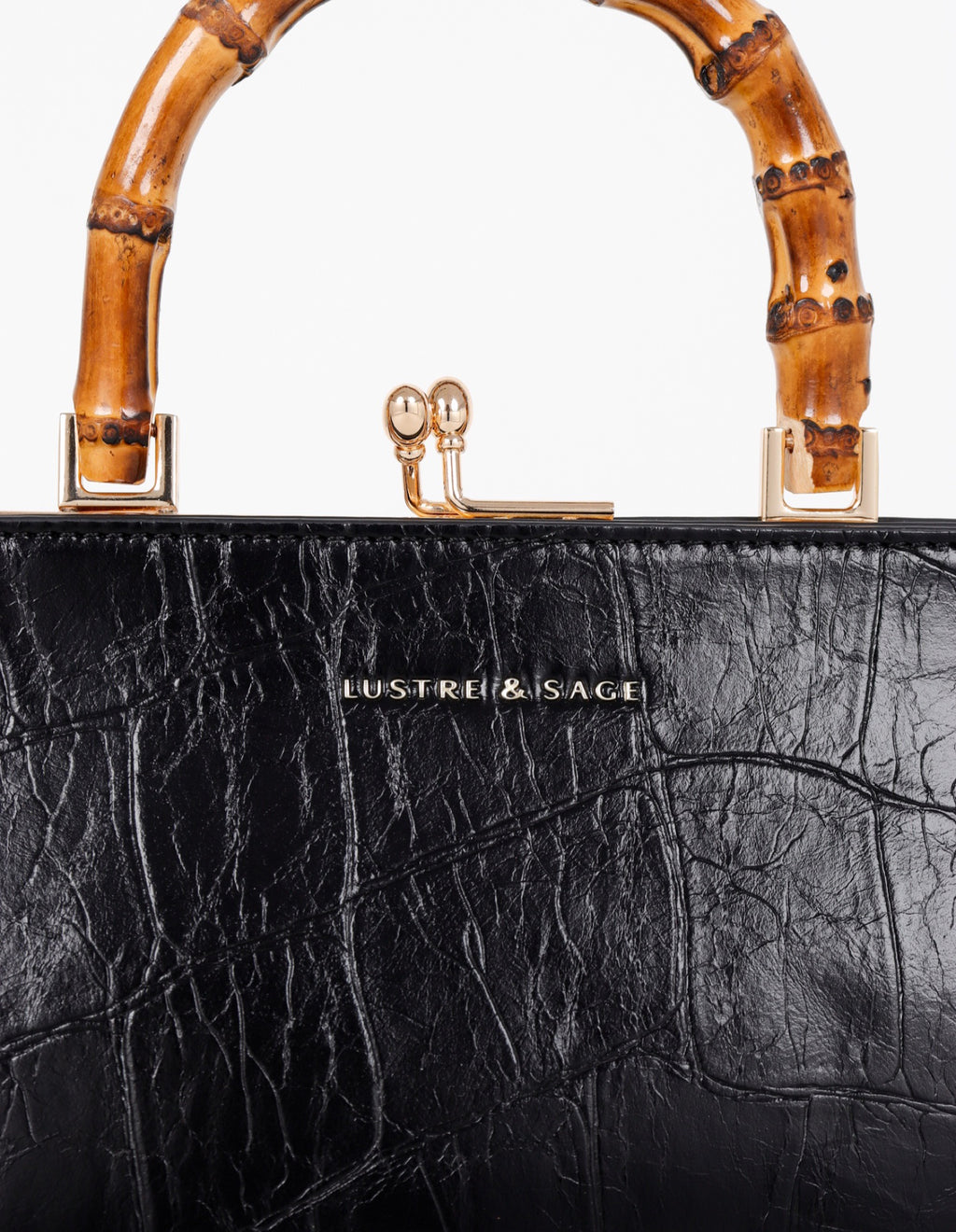 Palmier Bamboo Handle Handbag - Black