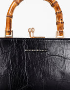 Palmier Bamboo Handle Handbag - Black