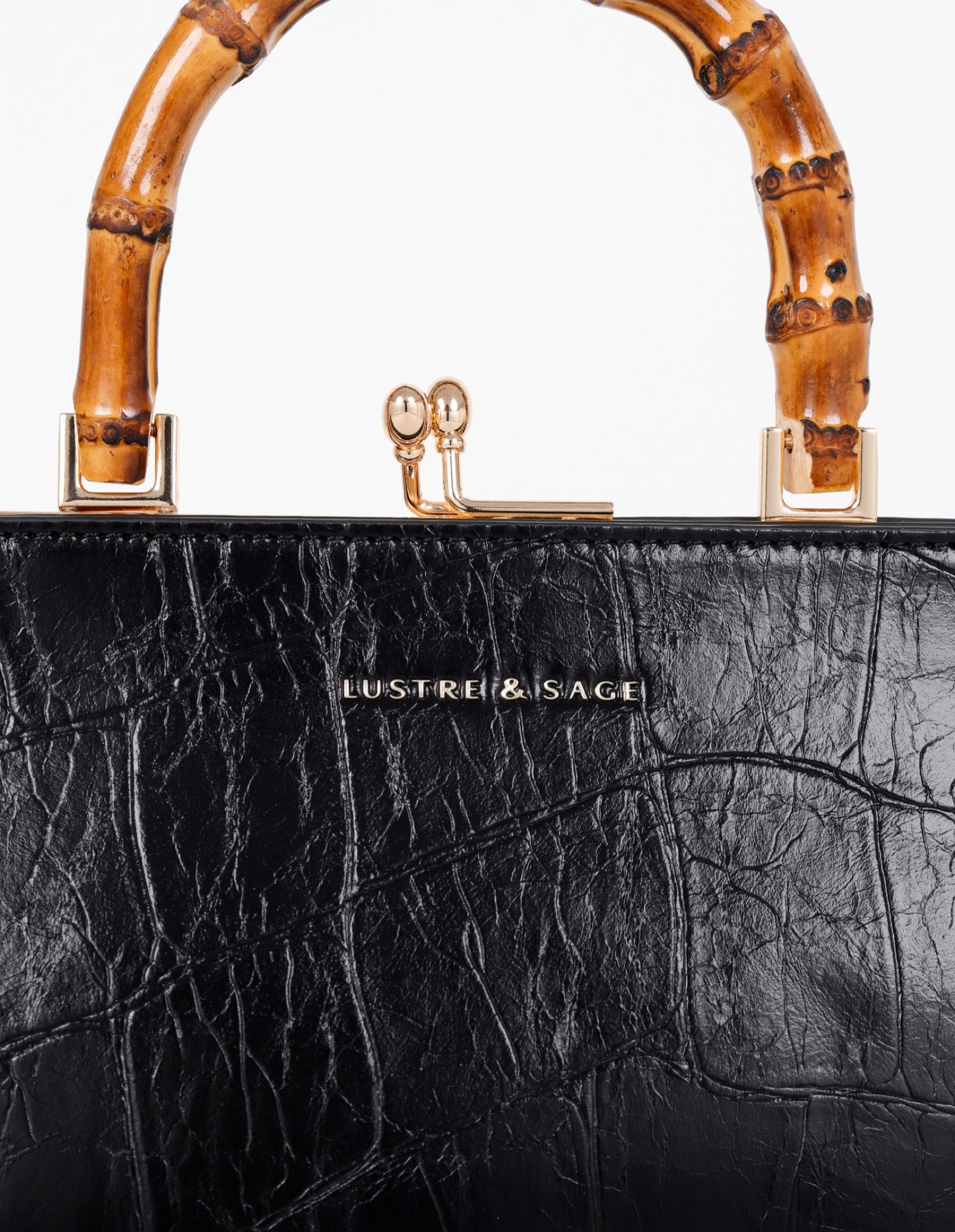 Palmier Bamboo Handle Handbag - Black