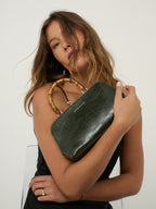 Palmier Bamboo Handle Handbag - Green
