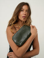 Palmier Bamboo Handle Handbag - Green