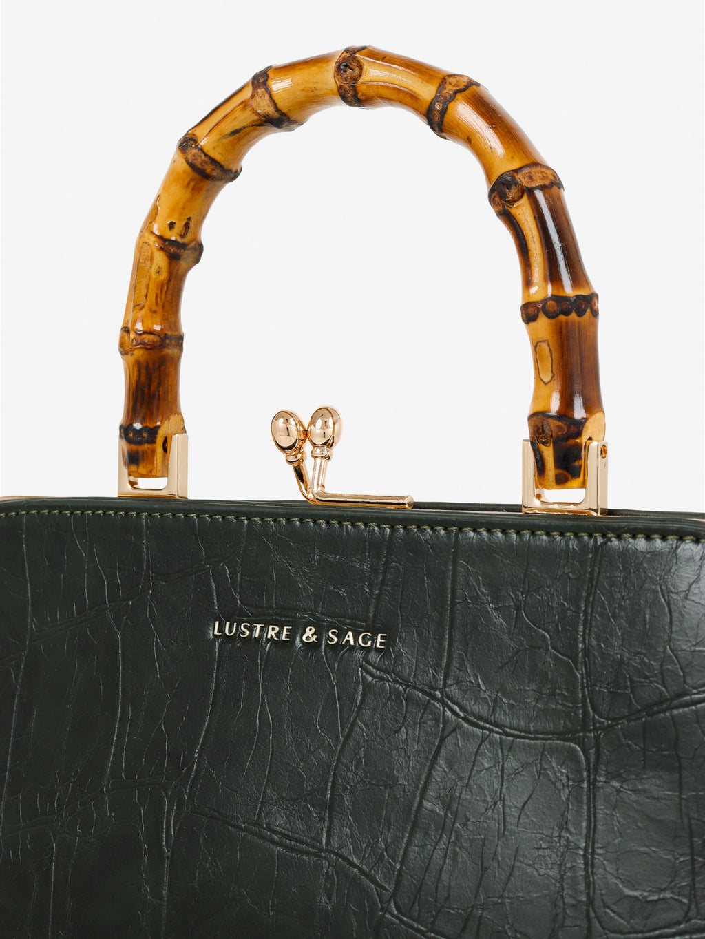 Palmier Bamboo Handle Handbag - Green