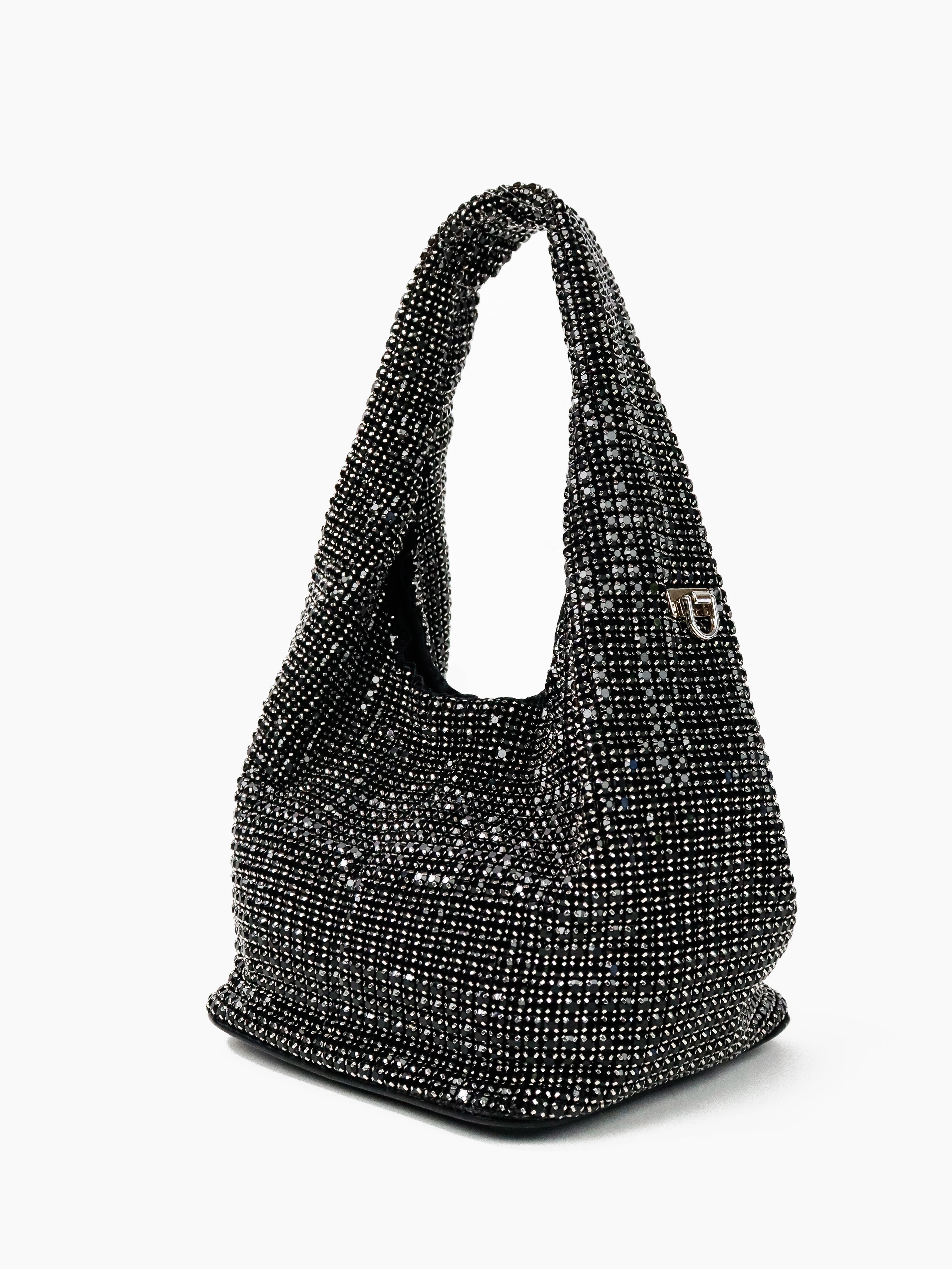 Paris Rhinestone Handbag In Black